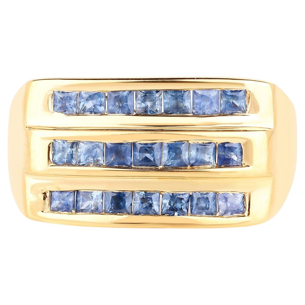 Blue Sapphire Ring 1.04 Carats Gold Plated Silver