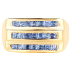 Blue Sapphire Ring 1.04 Carats Gold Plated Silver
