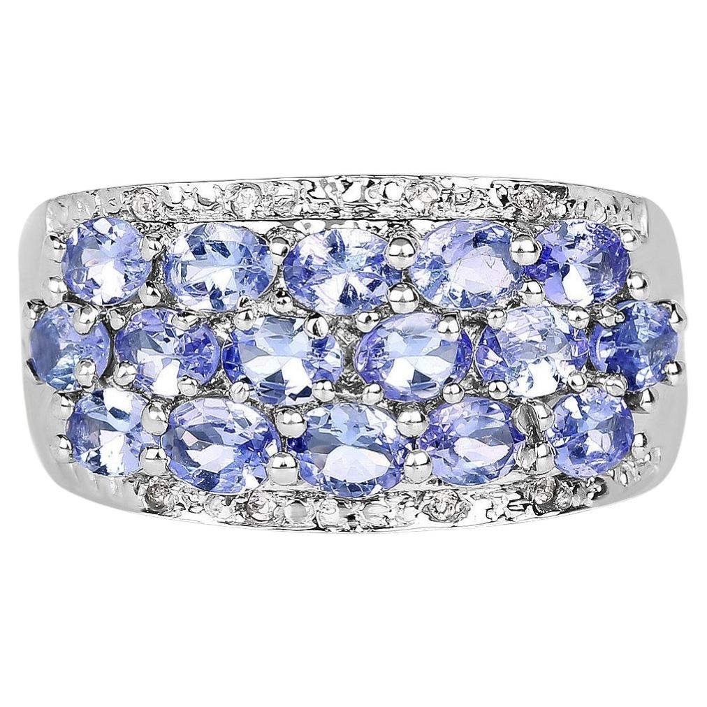 Tanzanite Ring With Diamonds 2.72 Carats Sterling Silver