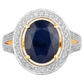 Blue Sapphire Ring With Diamonds 4.68 Carats 14K Yellow Gold