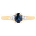 Blue Sapphire Ring With Diamonds 0.8 Carats 14K Yellow Gold