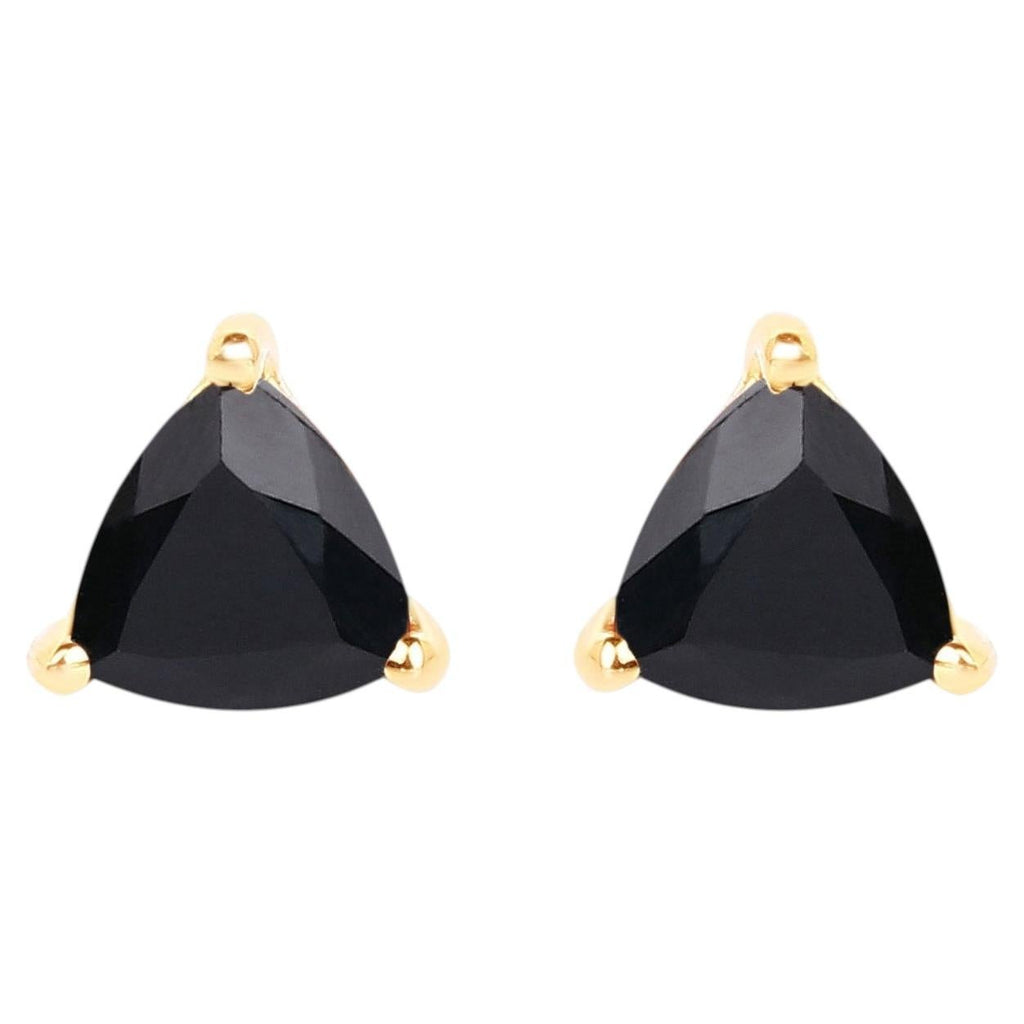 Black Sapphire Stud Earrings 0.68 Carats 14K Yellow Gold