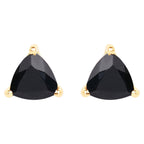 Black Sapphire Stud Earrings 0.68 Carats 14K Yellow Gold
