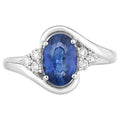 Blue Sapphire Ring With Diamonds 2.04 Carats 18K White Gold