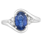 Blue Sapphire Ring With Diamonds 2.04 Carats 18K White Gold