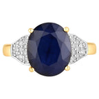 Blue Sapphire Ring With Diamonds 4.42 Carats 14K Yellow Gold