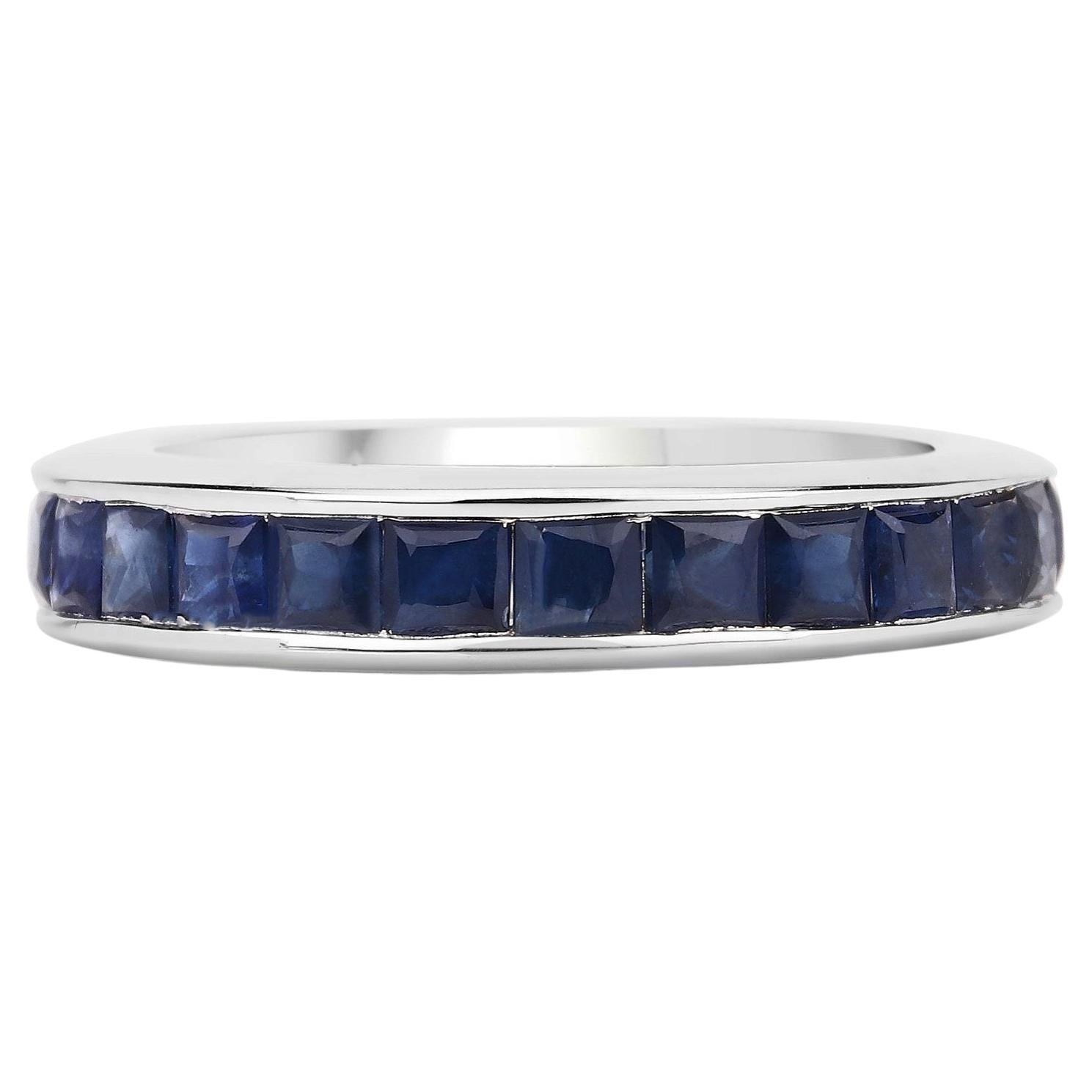 Blue Sapphire Ring 3.1 Carats Sterling Silver