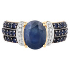 Blue Sapphire Ring With Diamonds 2.86 Carats 14K Yellow Gold