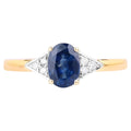 Blue Sapphire Ring With Diamonds 0.98 Carats 14K Yellow Gold