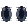 Blue Sapphire Stud Earrings 0.94 Carats 10K White Gold