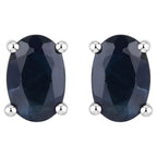 Blue Sapphire Stud Earrings 0.94 Carats 10K White Gold