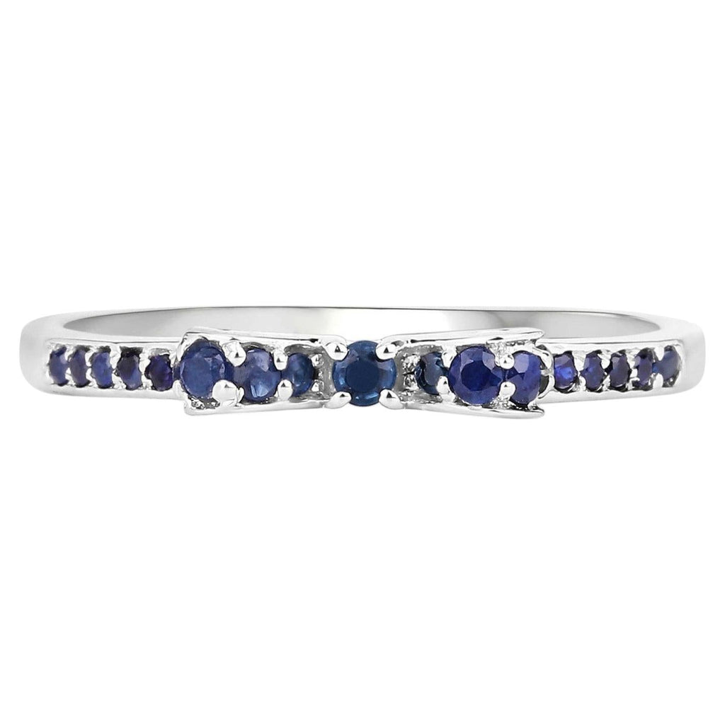 Blue Sapphire Ring 0.26 Carats 14K White Gold