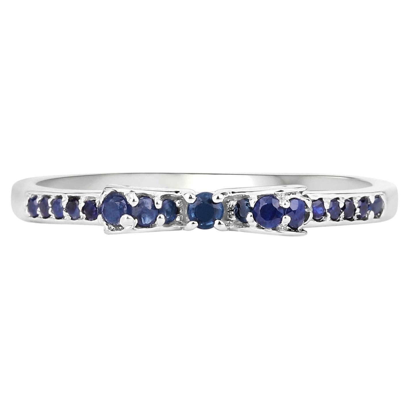Blue Sapphire Ring 0.26 Carats 14K White Gold