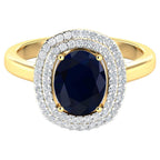 Blue Sapphire Ring With Diamonds 2.34 Carats 14K Yellow Gold