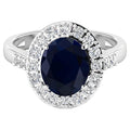 Blue Sapphire Ring With Diamonds 3.66 Carats 14K White Gold