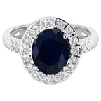 Blue Sapphire Ring With Diamonds 3.66 Carats 14K White Gold