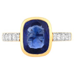 Blue Sapphire Ring With Diamonds 2.92 Carats 18K Yellow Gold