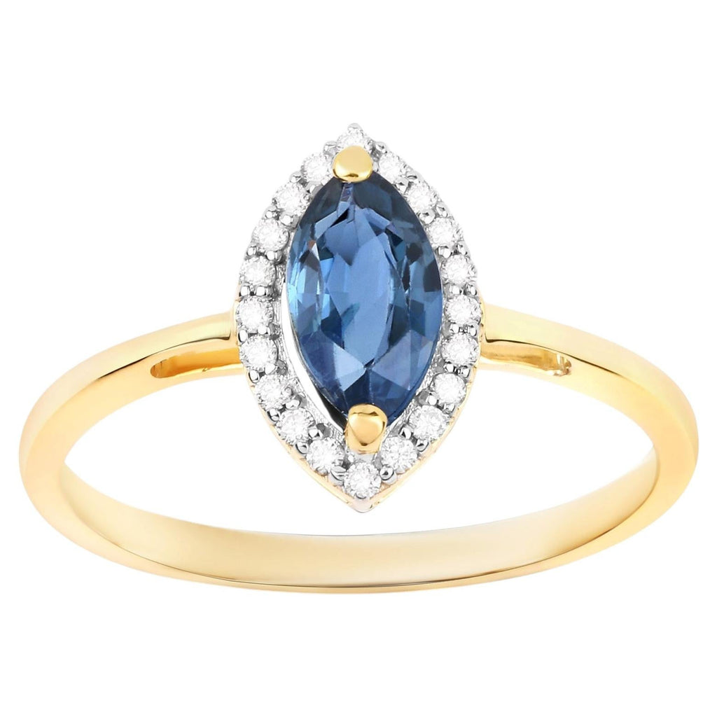 Blue Sapphire Ring With Diamonds 1.14 Carats 14K Yellow Gold