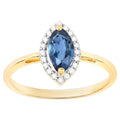 Blue Sapphire Ring With Diamonds 1.14 Carats 14K Yellow Gold
