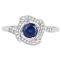 Blue Sapphire Ring With Diamonds 0.7 Carats 14K White Gold