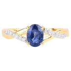 Blue Sapphire Ring With Diamonds 1.02 Carats 14K Yellow Gold