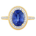 Blue Sapphire Ring With Diamonds 3.58 Carats 18K Yellow Gold