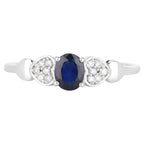 Blue Sapphire Ring With Diamonds 0.4 Carats 14K White Gold