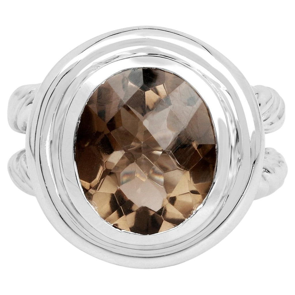 Smoky Quartz Ring 6.58 Carats Sterling Silver