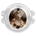 Smoky Quartz Ring 6.58 Carats Sterling Silver