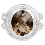 Smoky Quartz Ring 6.58 Carats Sterling Silver