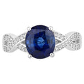 Blue Sapphire Ring With Diamonds 2.98 Carats 18K White Gold