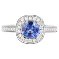 Blue Sapphire Ring With Diamonds 1.28 Carats 18K Yellow Gold
