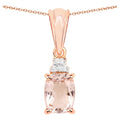 Morganite Pendant With White Topaz 1.1 Carats Gold Plated Silver