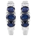 Blue Sapphire Earrings With White Topaz 1.6 Carats Sterling Silver