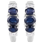 Blue Sapphire Earrings With White Topaz 1.6 Carats Sterling Silver
