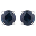 Blue Sapphire Stud Earrings 1.28 Carats 14K White Gold