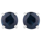 Blue Sapphire Stud Earrings 1.28 Carats 14K White Gold