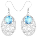 Blue Topaz Earrings 10.7 Carats Sterling Silver
