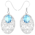 Blue Topaz Earrings 10.7 Carats Sterling Silver