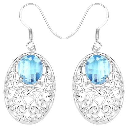 Blue Topaz Earrings 10.7 Carats Sterling Silver