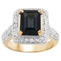 London Blue Topaz Ring With White Topaz 4.98 Carats Gold Plated Silver