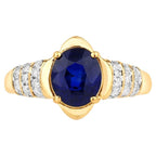 Blue Sapphire Ring With Diamonds 2.62 Carats 18K Yellow Gold
