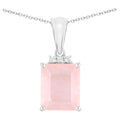 Rose Quartz Pendant With White Topaz 5.6 Carats Sterling Silver