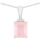Rose Quartz Pendant With White Topaz 5.6 Carats Sterling Silver