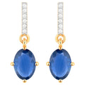 Natural Blue Sapphire Earrings With Diamonds 1.92 Carats 14K Yellow Gold
