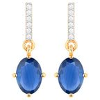 Natural Blue Sapphire Earrings With Diamonds 1.92 Carats 14K Yellow Gold
