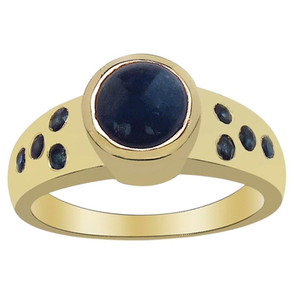 Blue Sapphire Ring With Diamonds 1.83 Carats Gold Plated Silver