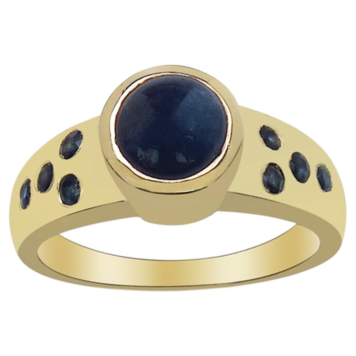 Blue Sapphire Ring With Diamonds 1.83 Carats Gold Plated Silver