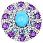 Turquoise Ring With Amethyst 8.3 Carats Sterling Silver