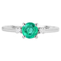 Zambian Emerald Ring With Diamonds 0.68 Carats 14K White Gold